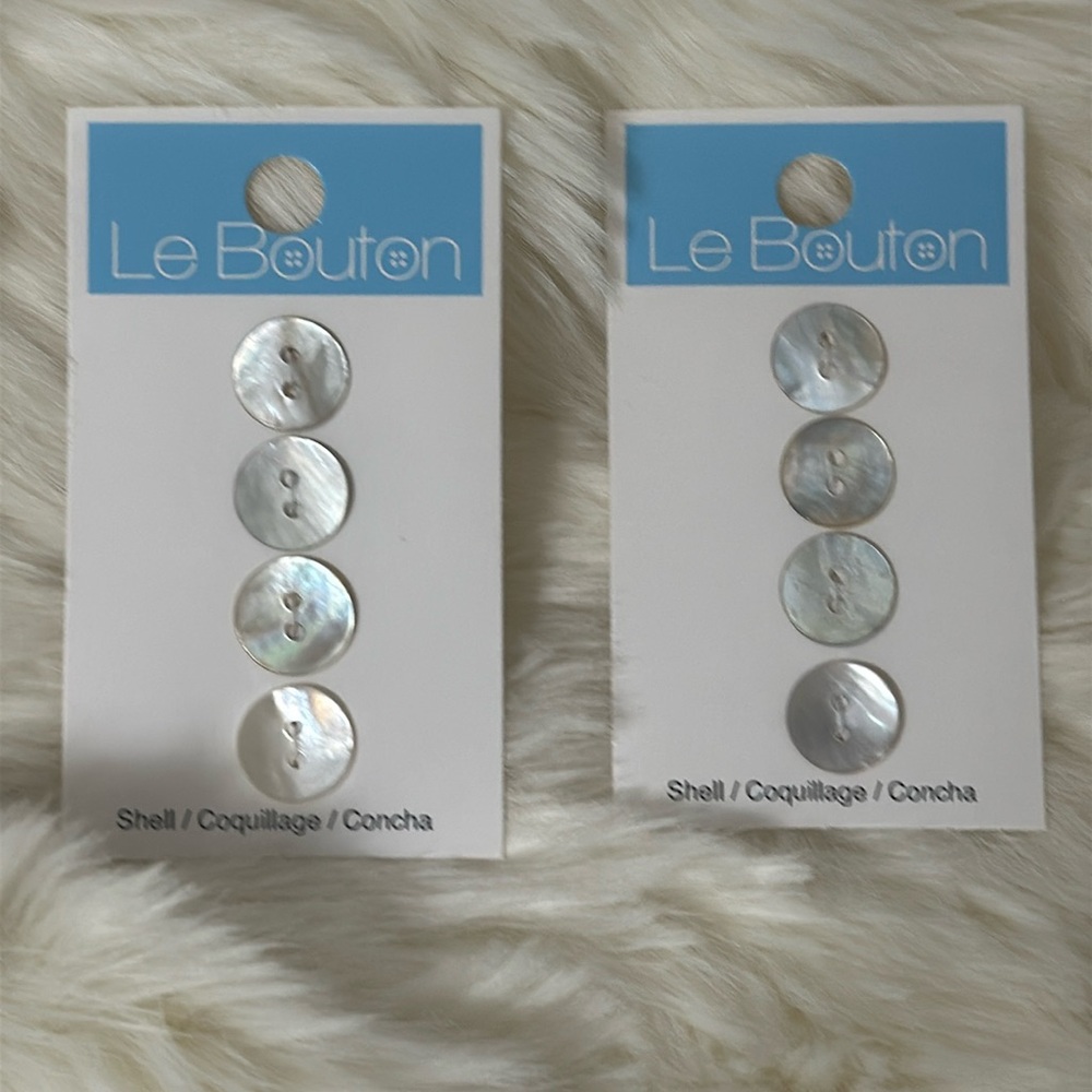2 cards white shell Buttons New - $1 if bundled